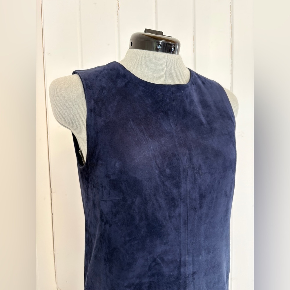 Balenciaga Navy Blue Suede Leather Shift Dress - Picture 3 of 14